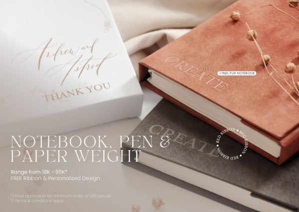 Jual Souvenir Notebook, Pen, Paper Weight 1 dari Red Ribbon Gift